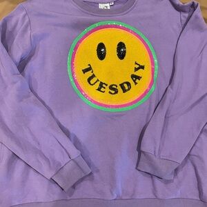 Queen Of Sparkles Purple Sweatshirt with Smiley Face Design